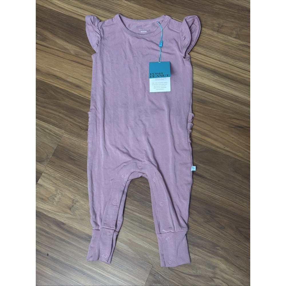 NWT Posh Peanut Baby Girls Dusty Rose 18-24 Months Ruffle Bum Romper Outfit Bamb